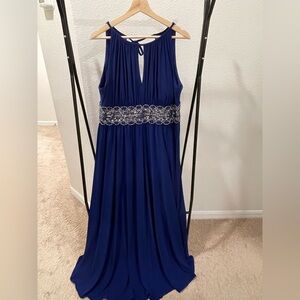 R&M Richards Royal Blue Maxi Dress with Silver Accents